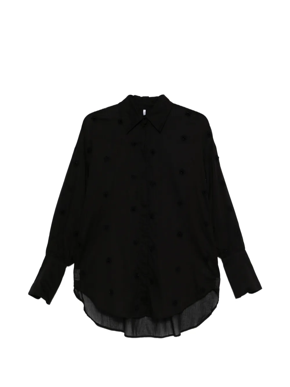 Liviana Conti bead-embellished semi-sheer shirt - Nero