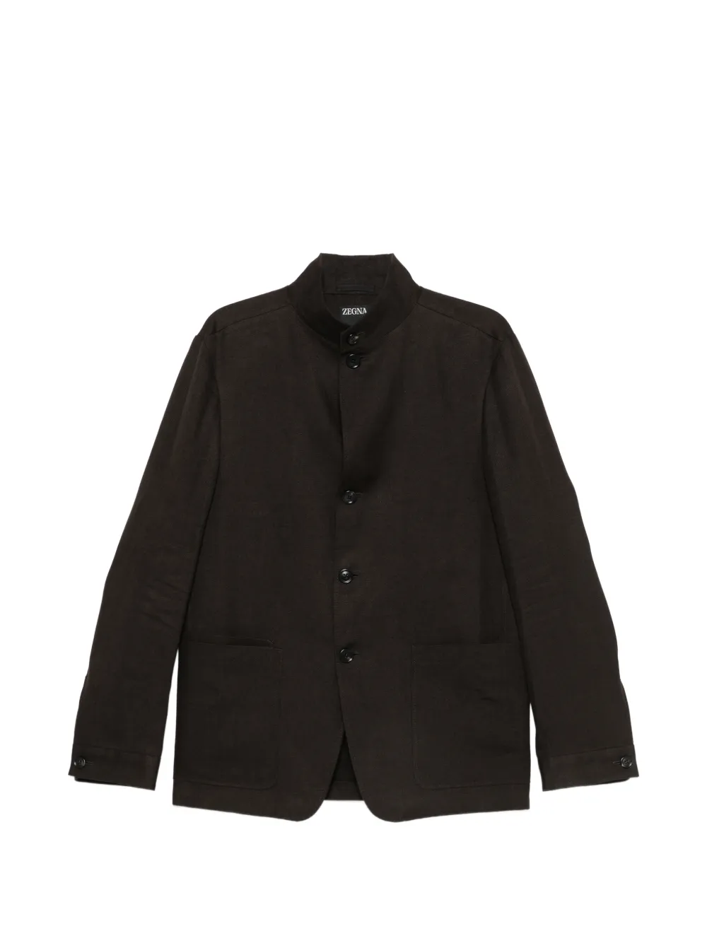 Zegna mandarin-collar buttoned jacket - Marrone