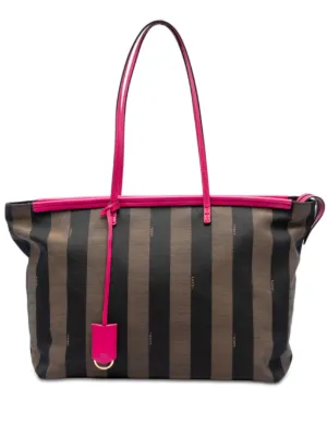 W*!様 Fendi ストライプ ショルダーバッグ Fendi Pre-Owned ペカン ストライプ ショルダーバッグ | ブラック