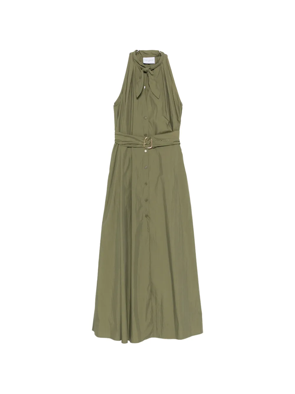 Isabelle Blanche belted tie-neck maxi dress - Verde