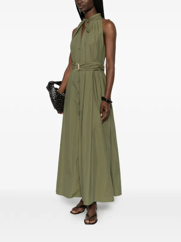 Isabelle Blanche Belted tie-neck Maxi Dress | Green | FARFETCH GE Isabelle Blanche Belted tie-neck Maxi Dress | Green | FARFETCH GE