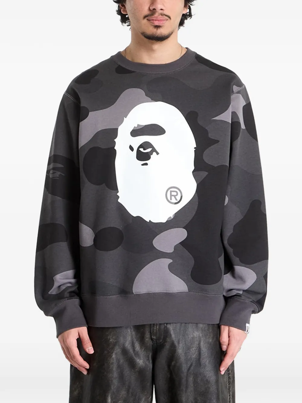 A BATHING APE Sweater met camouflageprint Grijs