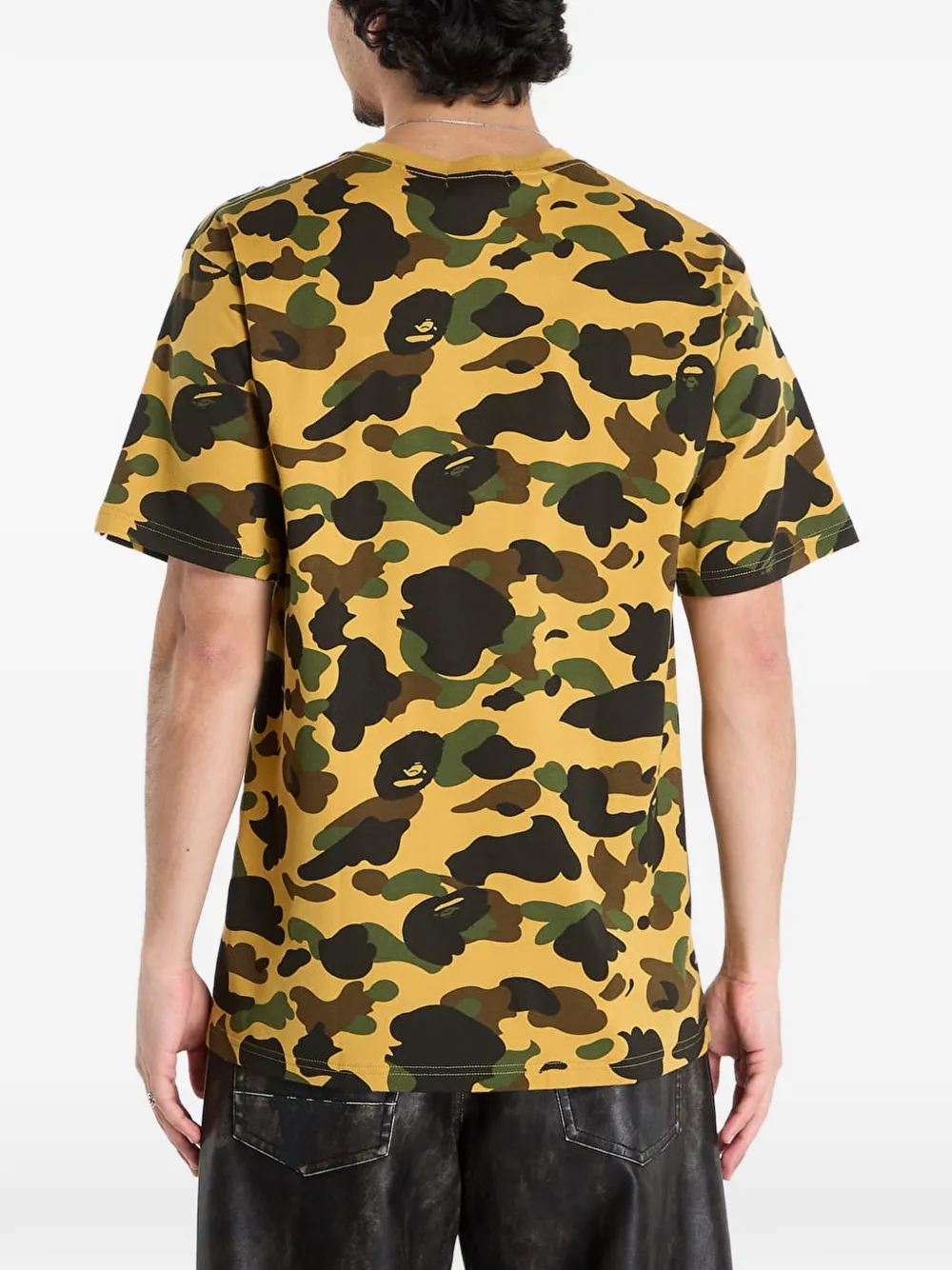 A BATHING APE T-shirt met camouflageprint Geel