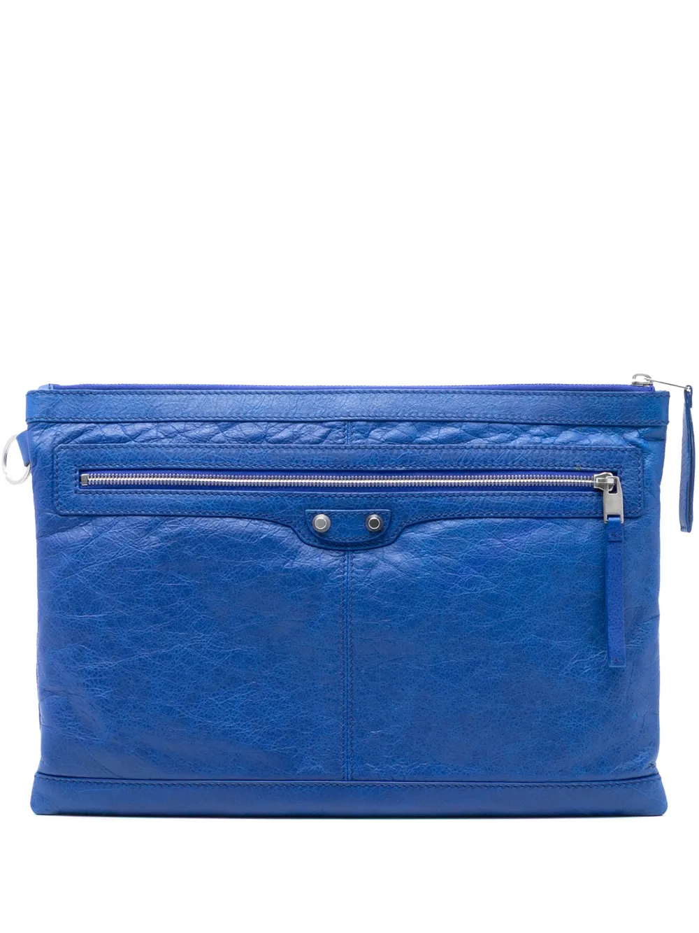 Balenciaga Pre-Owned 2016 Lambskin Motocross Classic Clip L clutch bag - Blu