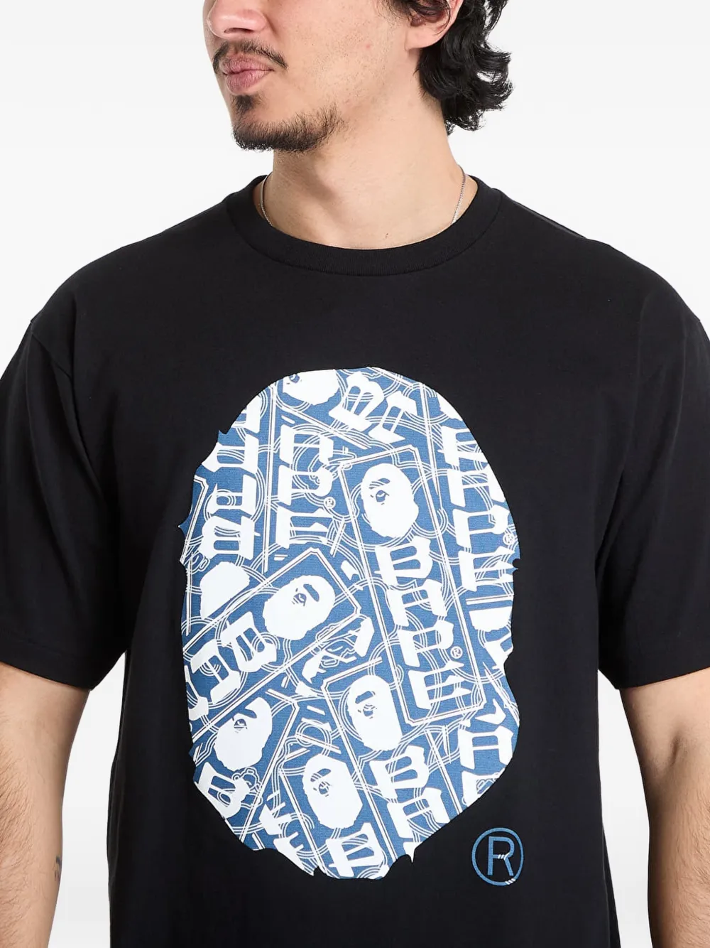 A BATHING APE Japanese Cloud camo T-shirt Zwart