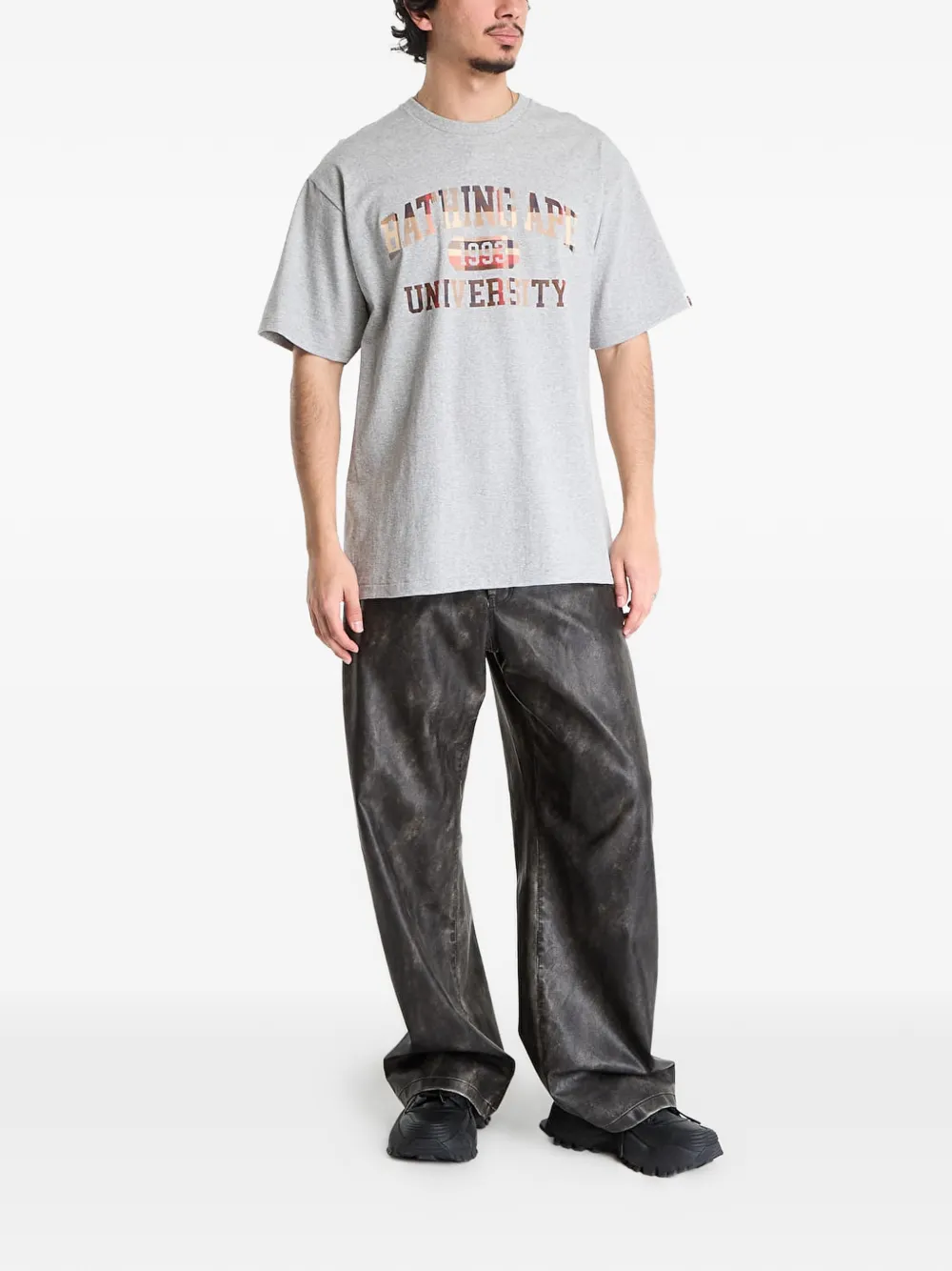 A BATHING APE Geruit T-shirt Grijs