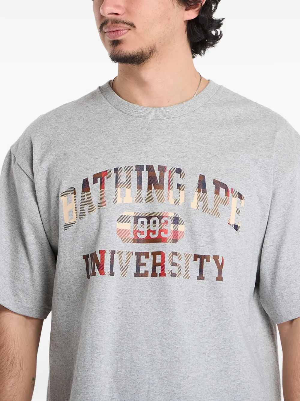 A BATHING APE Geruit T-shirt Grijs