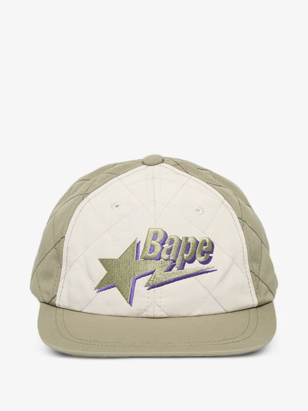 A BATHING APE® Bape logo quilting cotton cap | Green | Image 1