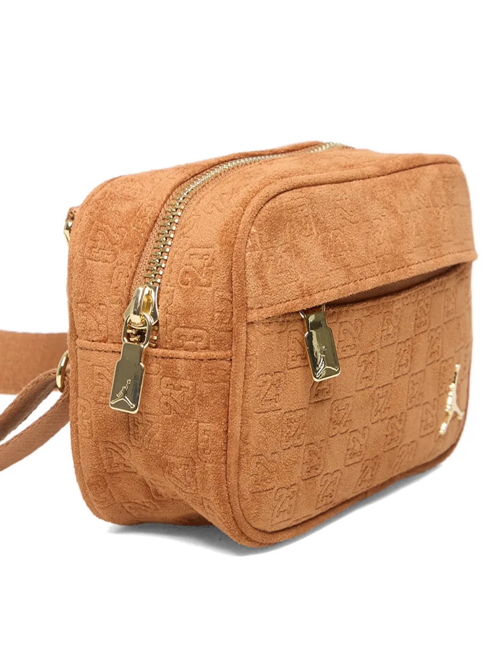 Jordan Jam suède schoudertas met monogram Bruin