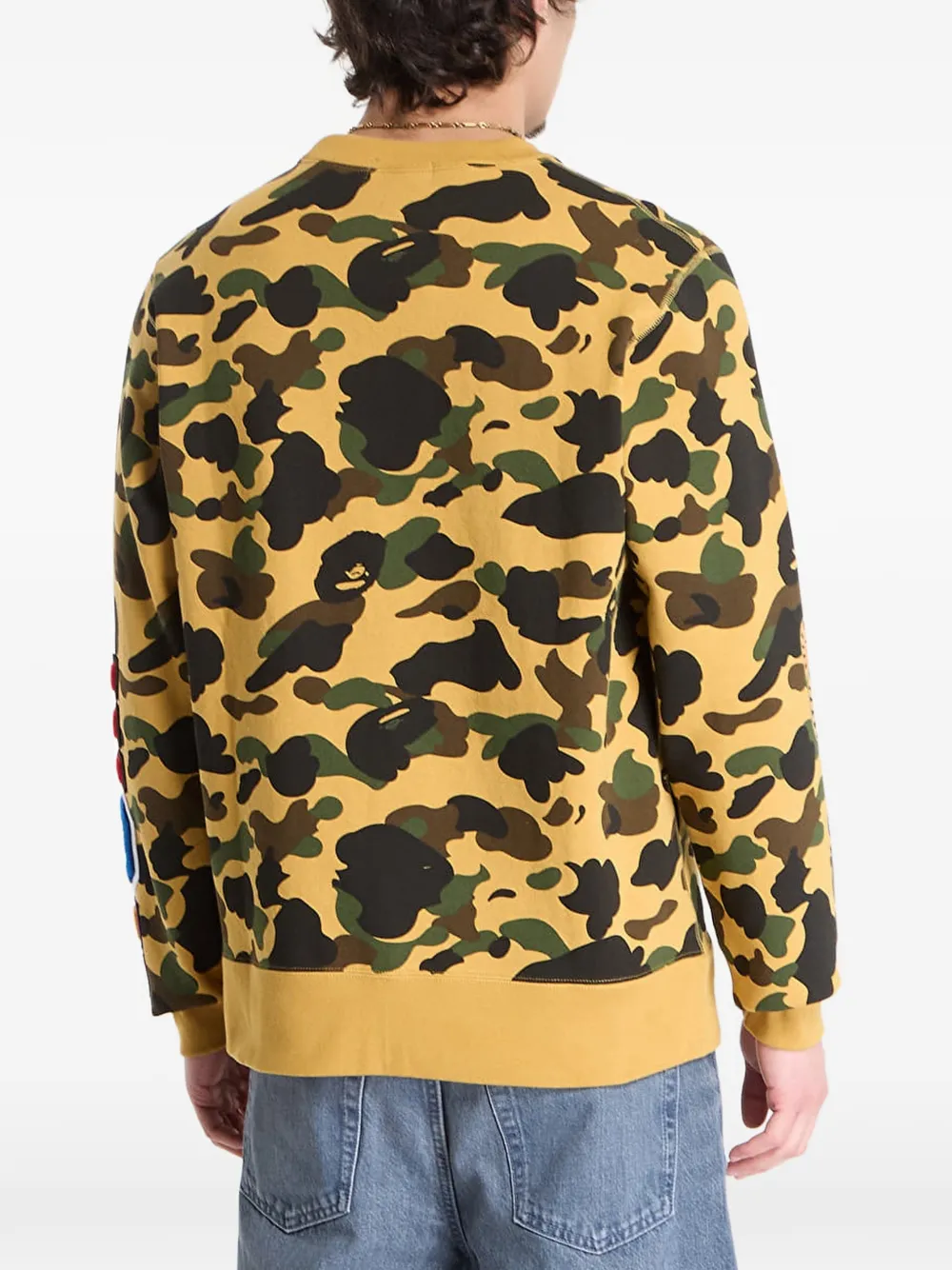 A BATHING APE Sweater met print Geel