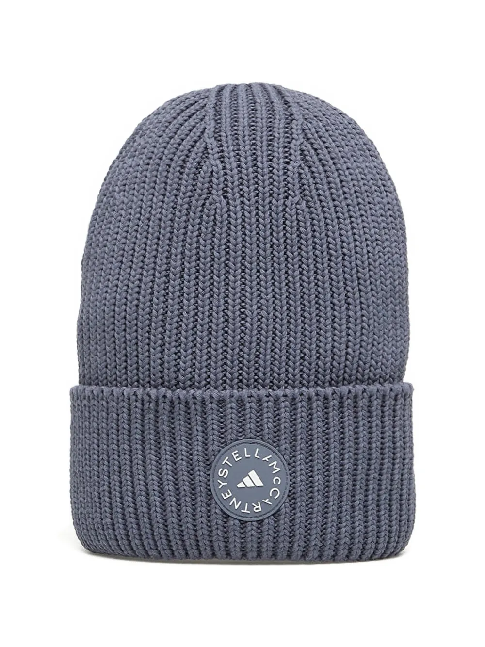 adidas x Stella McCartney ribbed round-logo beanie hat - Blu