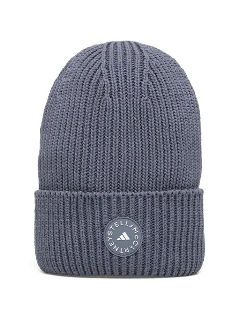 adidas  x Stella McCartney ribbed round-logo beanie hat