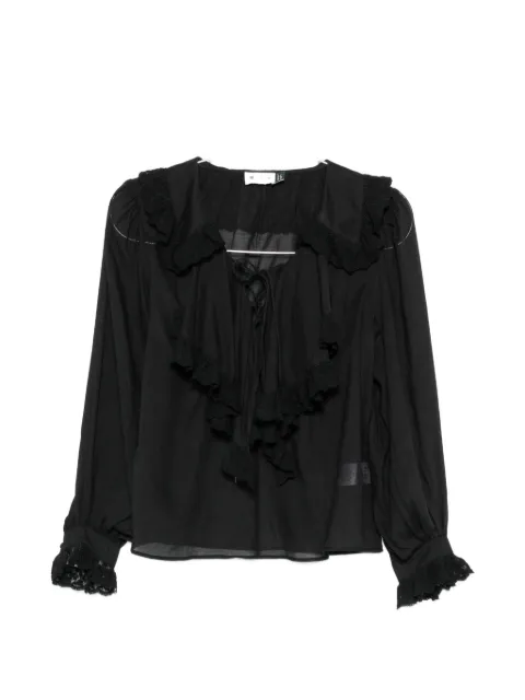 Rixo Milia ruffled lace-trim blouse