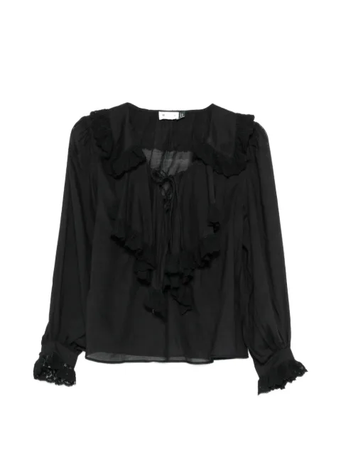 Rixo Milia ruffled lace-trim blouse