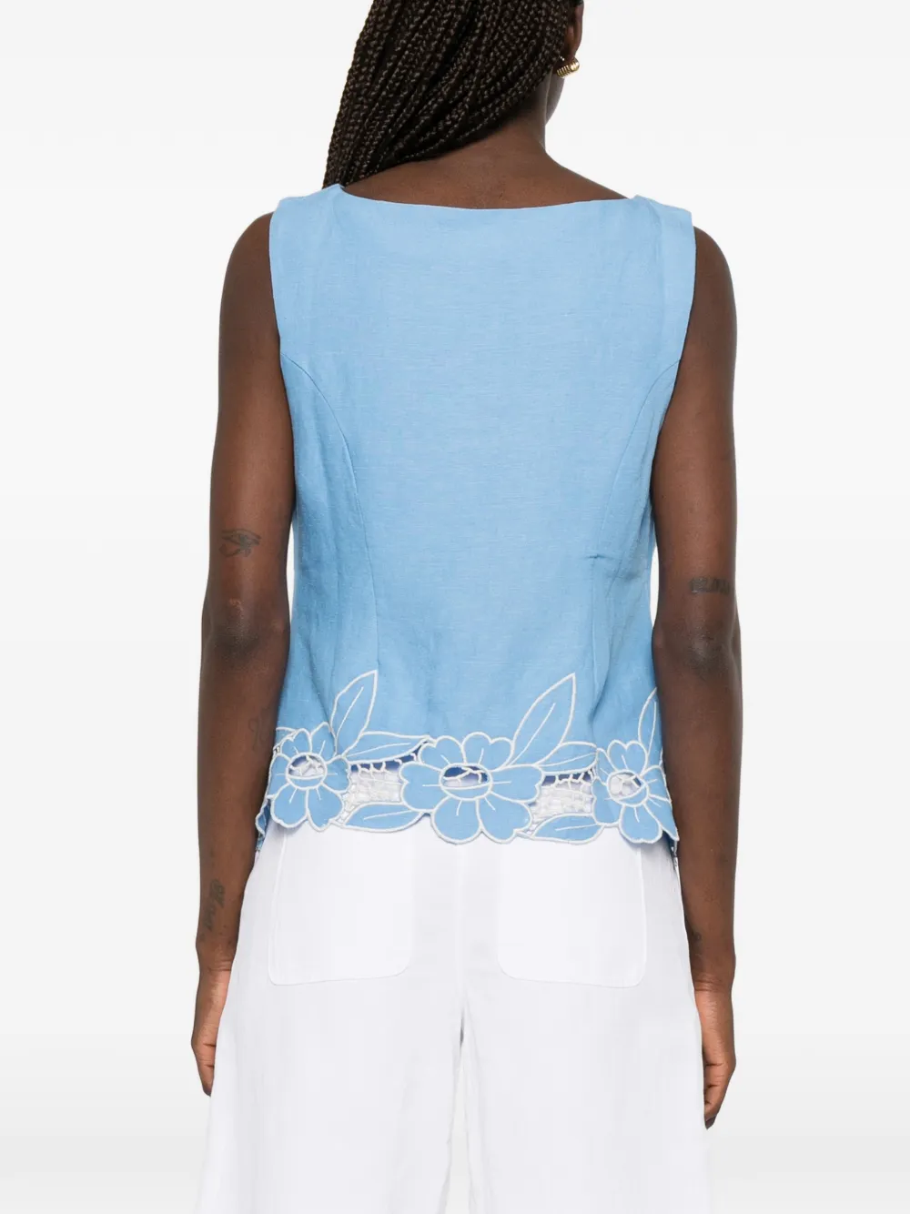 Rixo Lucca mouwloze blouse Blauw