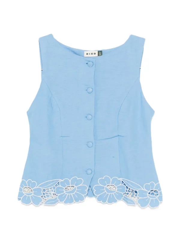 Rixo Lucca Sleeveless Blouse in Blue