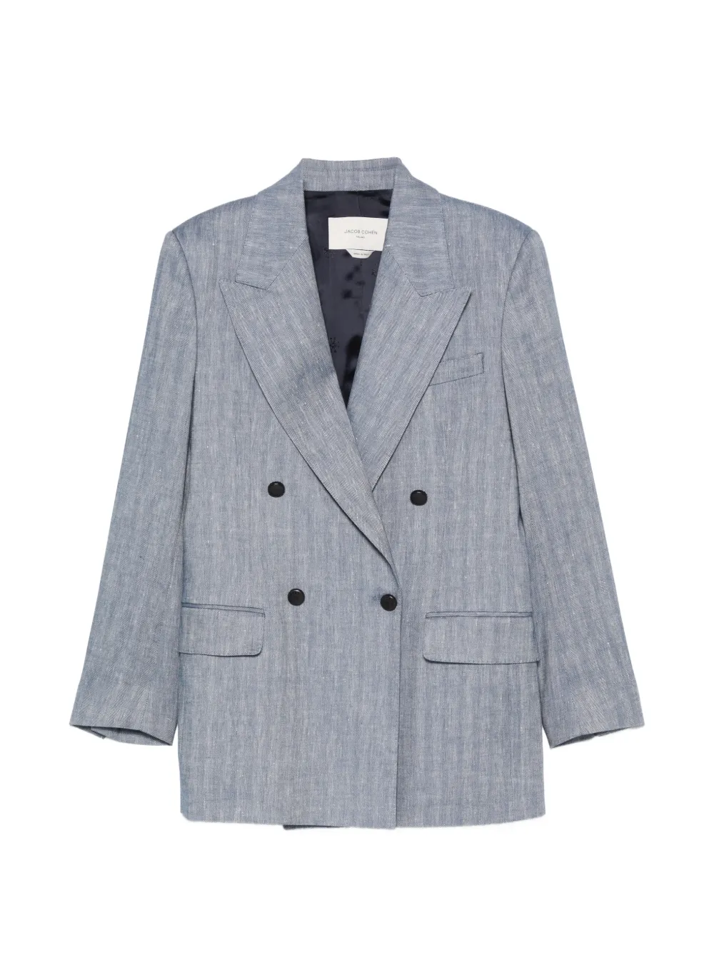 Jacob Cohën double-breasted herringbone blazer - Blau