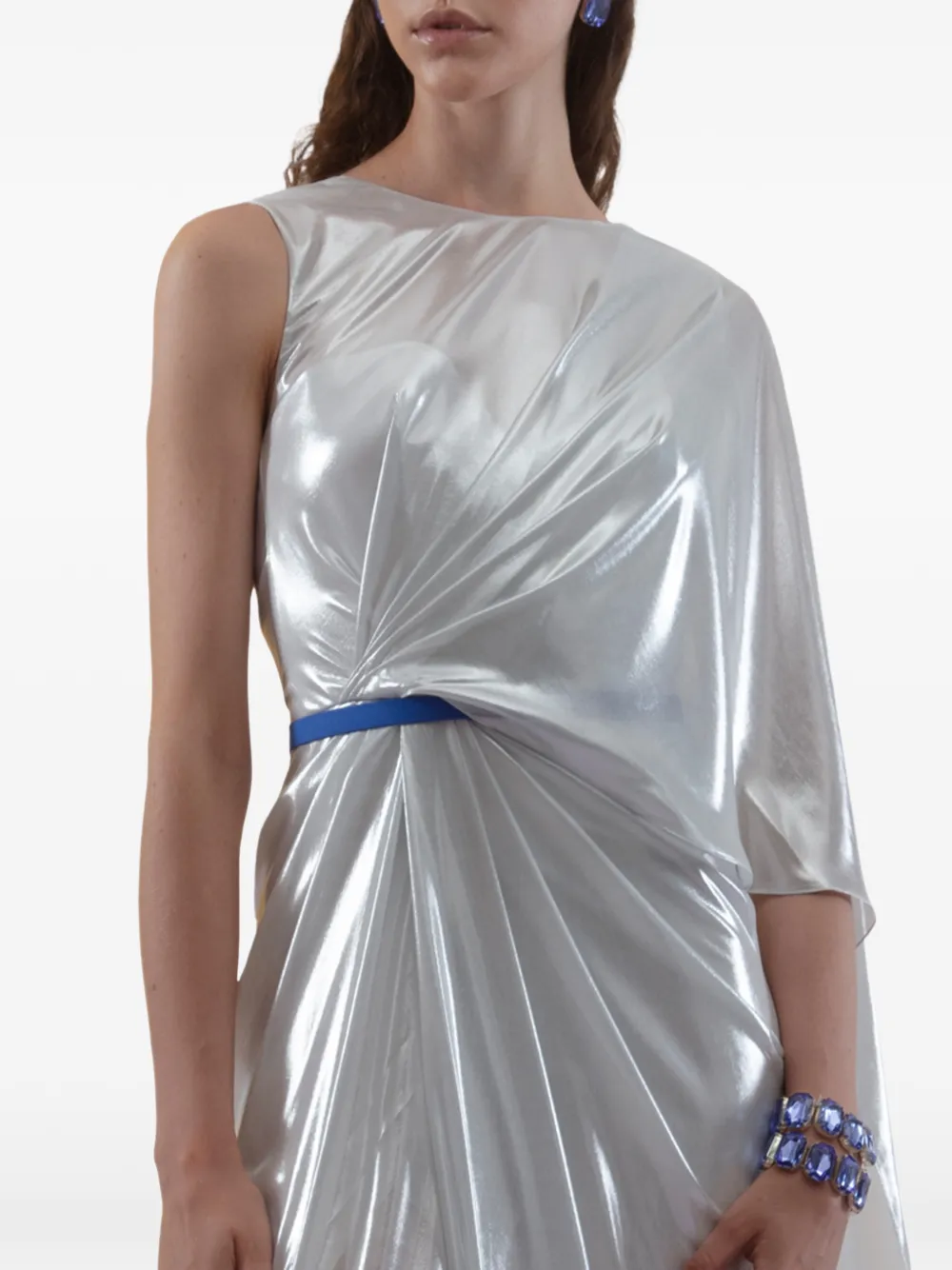 Gemy Maalouf Asymmetrische jurk met plooien Zilver