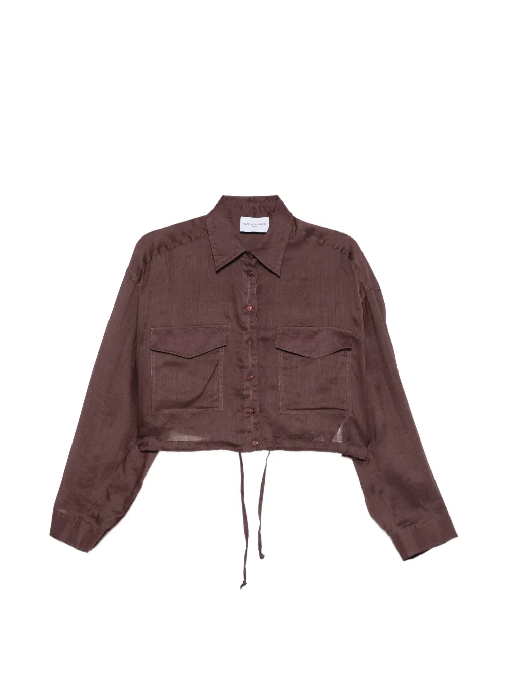 Isabelle Blanche cropped drawstring-hem shirt - Marrone