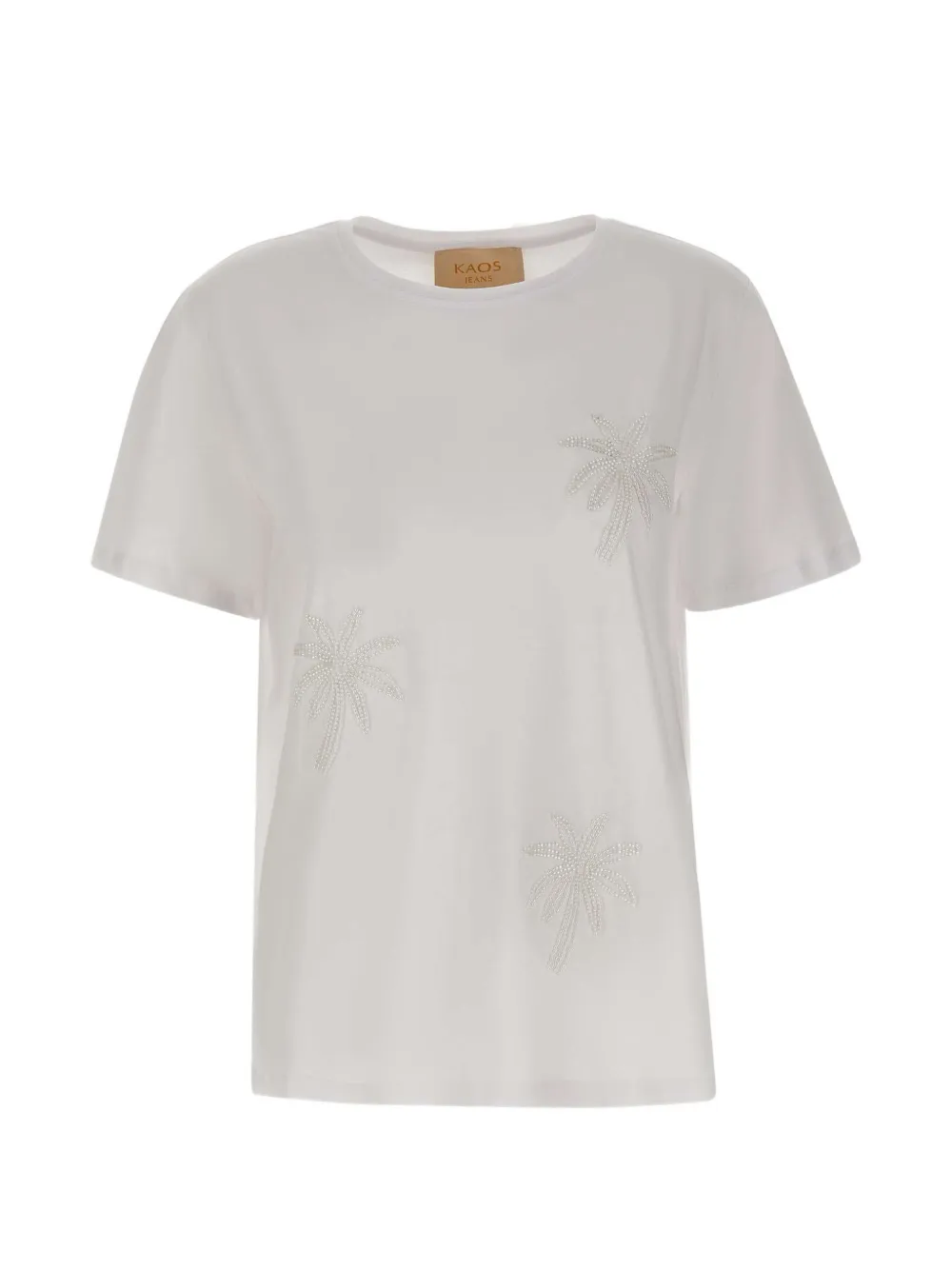 kaos sequin-embellished palm-tree T-shirt - Bianco