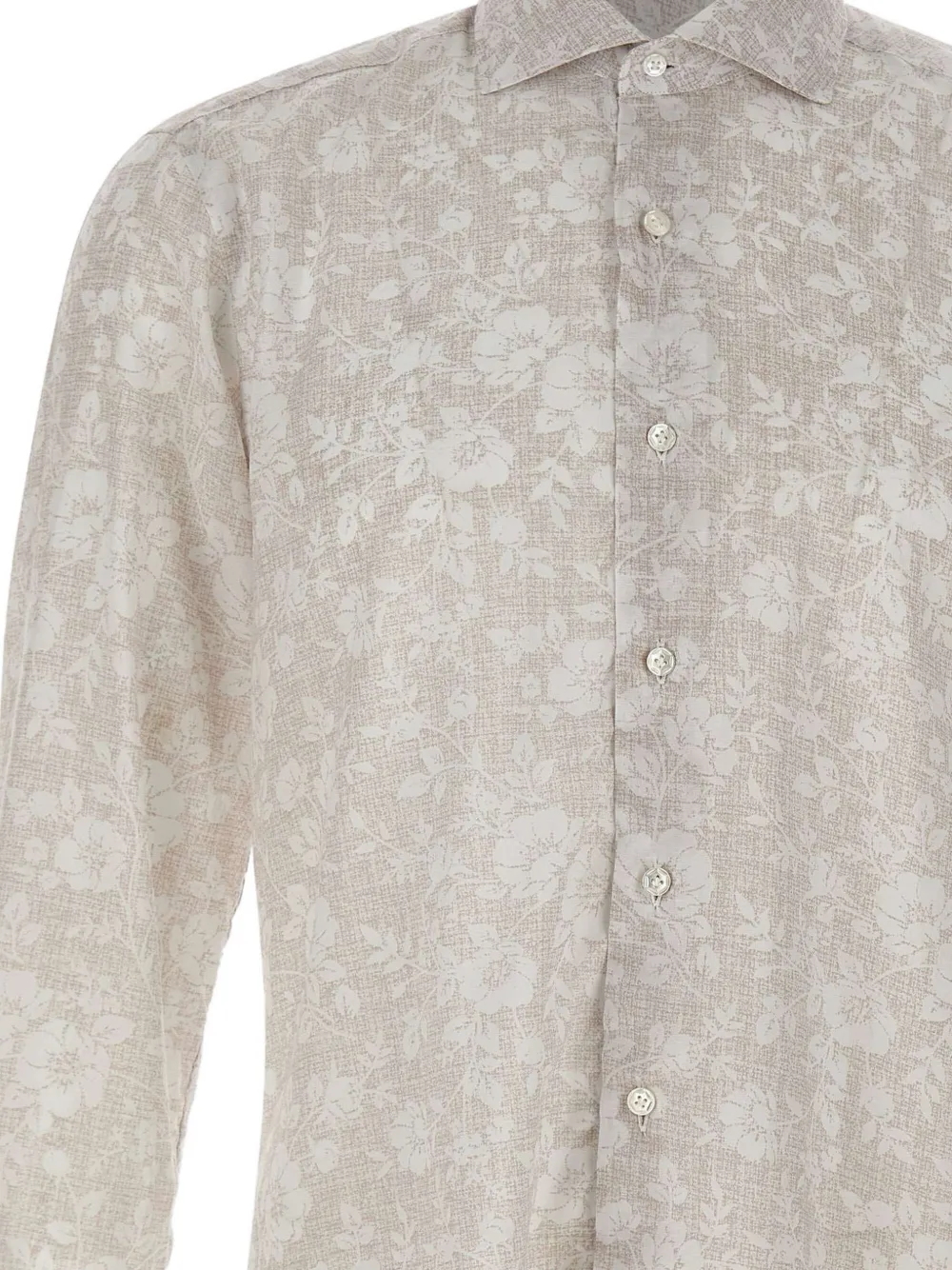 Barba Overhemd met bloemenprint en knopen Beige