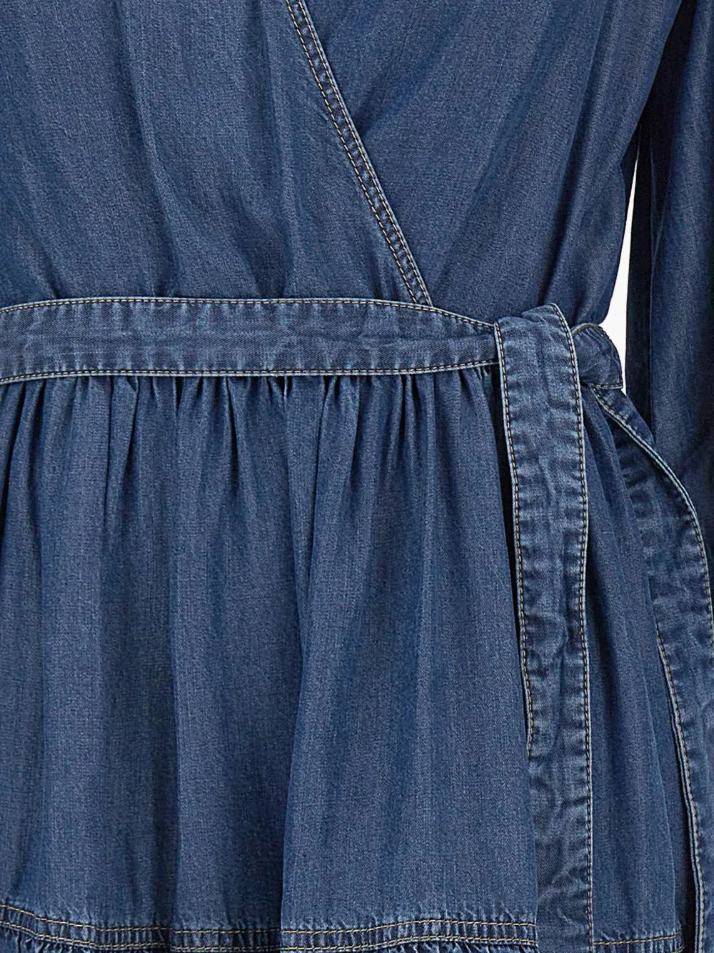BOSS Jurk met ballonmouwen en gewikkelde voorkant Blauw