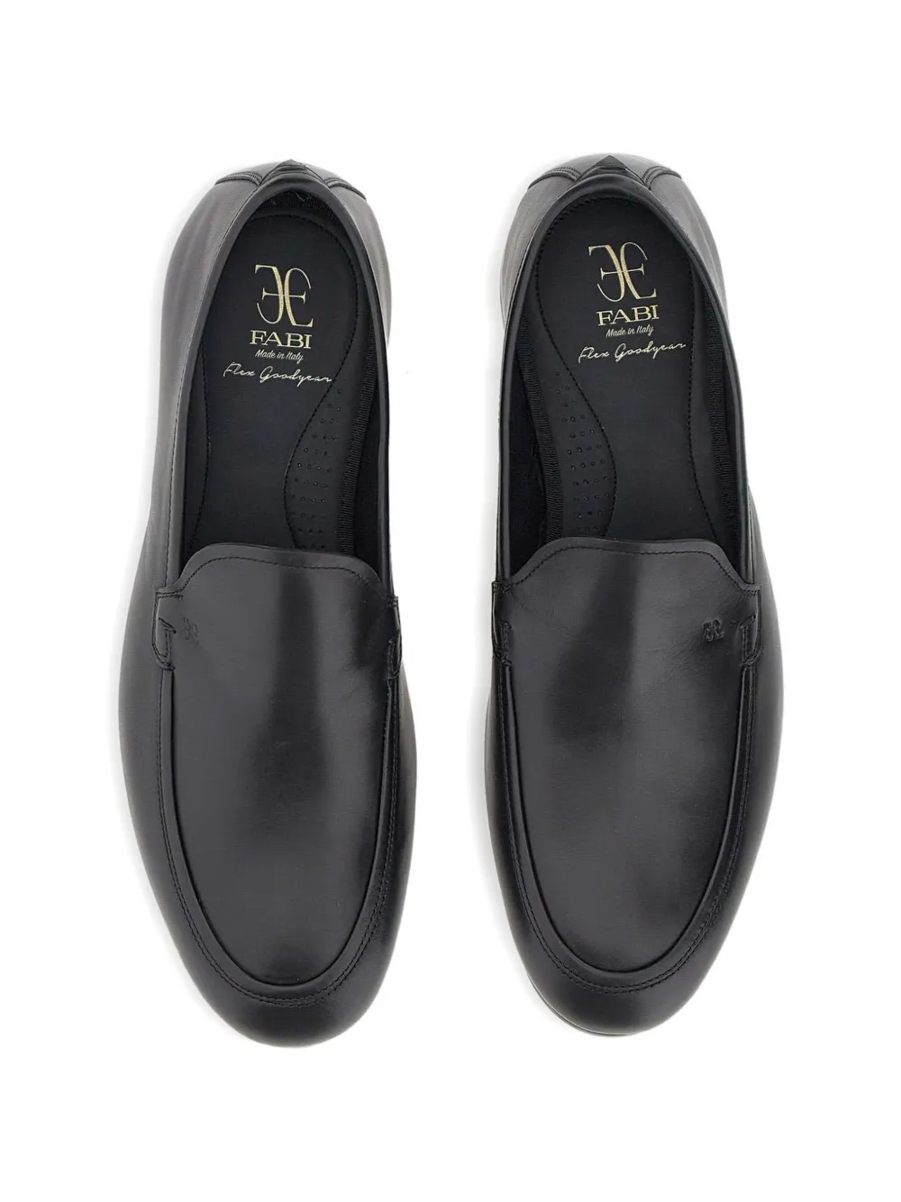 Fabi leather flat loafers Zwart