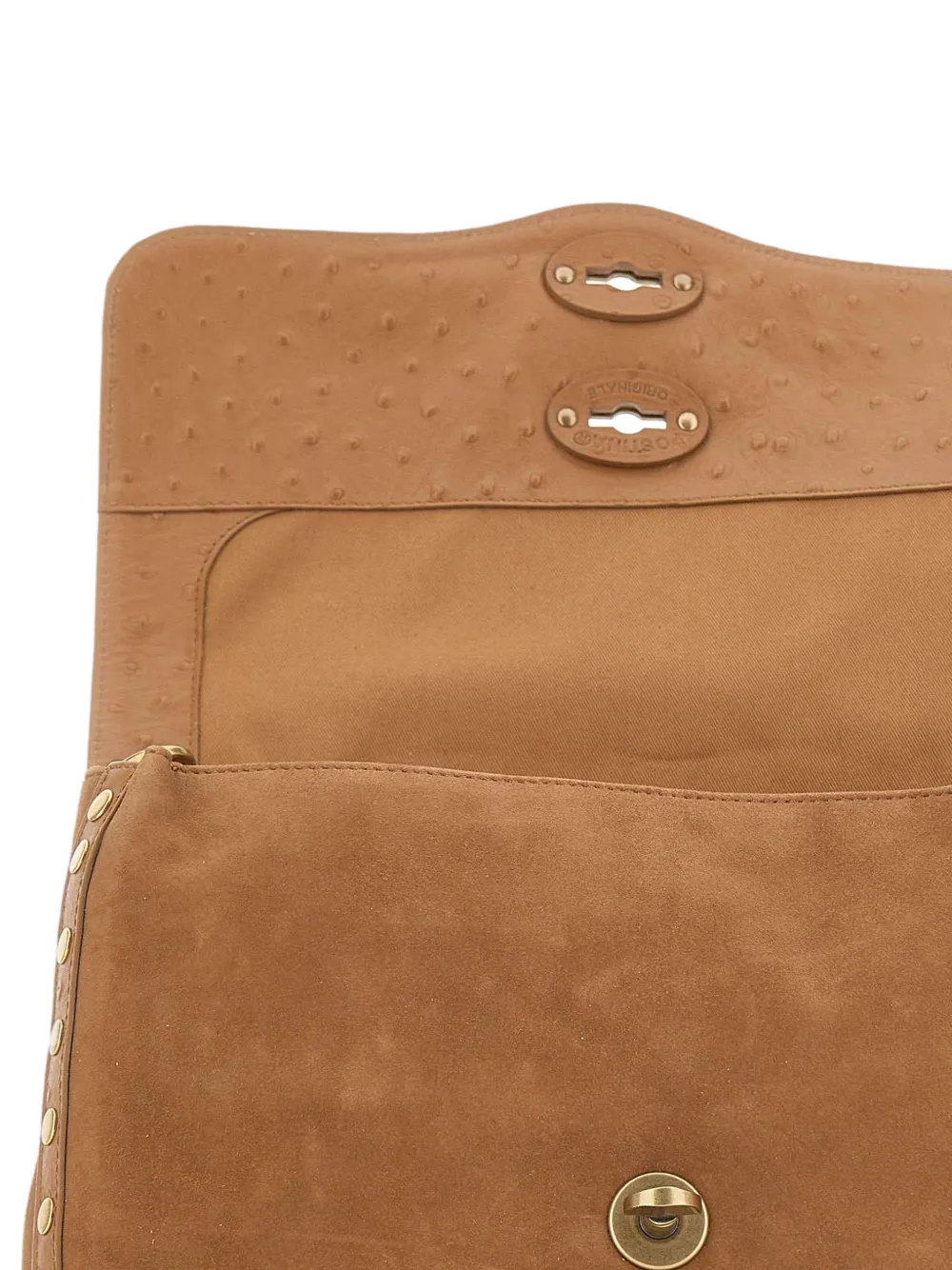 Zanellato Kleine Postina suède shopper met studs Beige