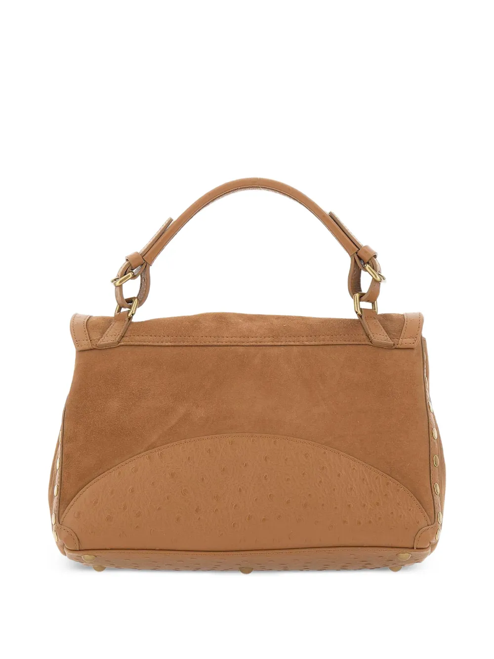 Zanellato Kleine Postina suède shopper met studs Beige