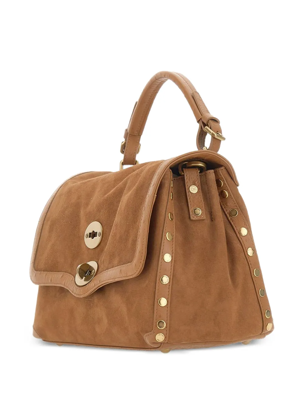 Zanellato Kleine Postina suède shopper met studs Beige