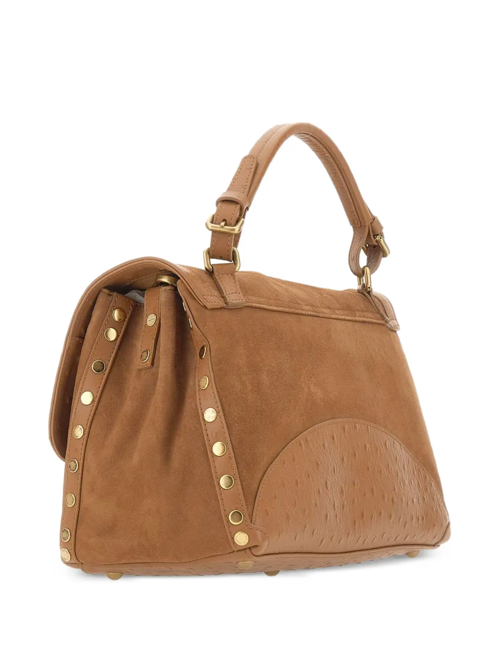 Zanellato Kleine Postina suède shopper met studs Beige
