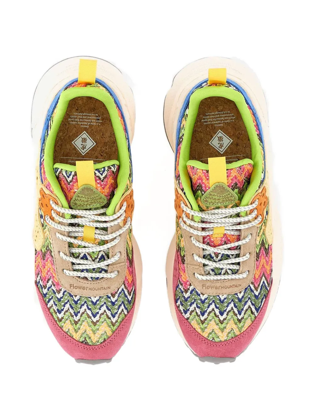 FLOWER MOUNTAIN Kotetsu floral-details sneakers Beige