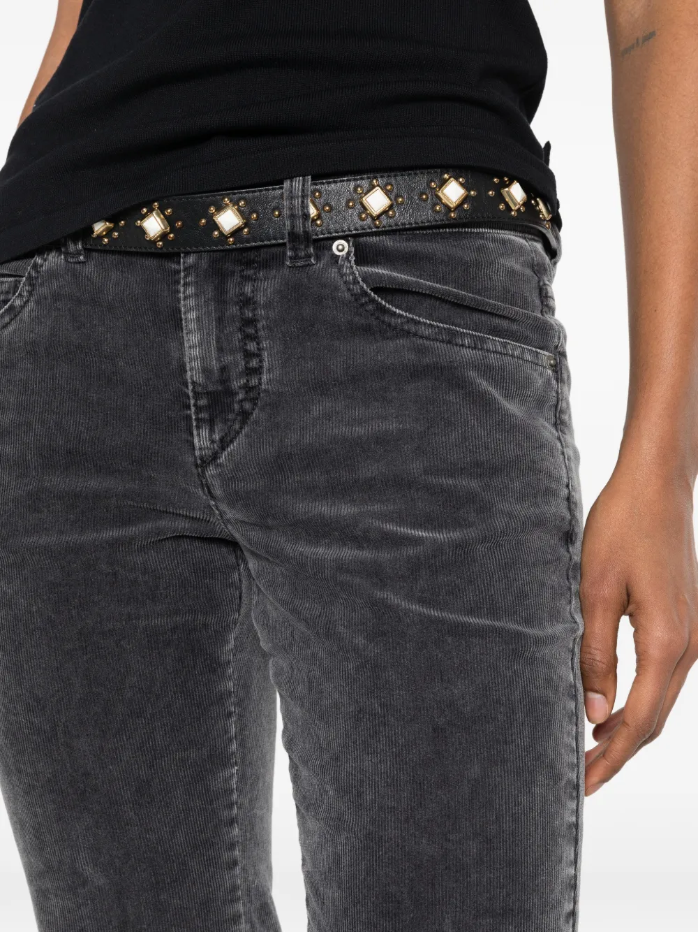 MARANT ÉTOILE Kelly Corduroy Flared Trousers in Black, view 5