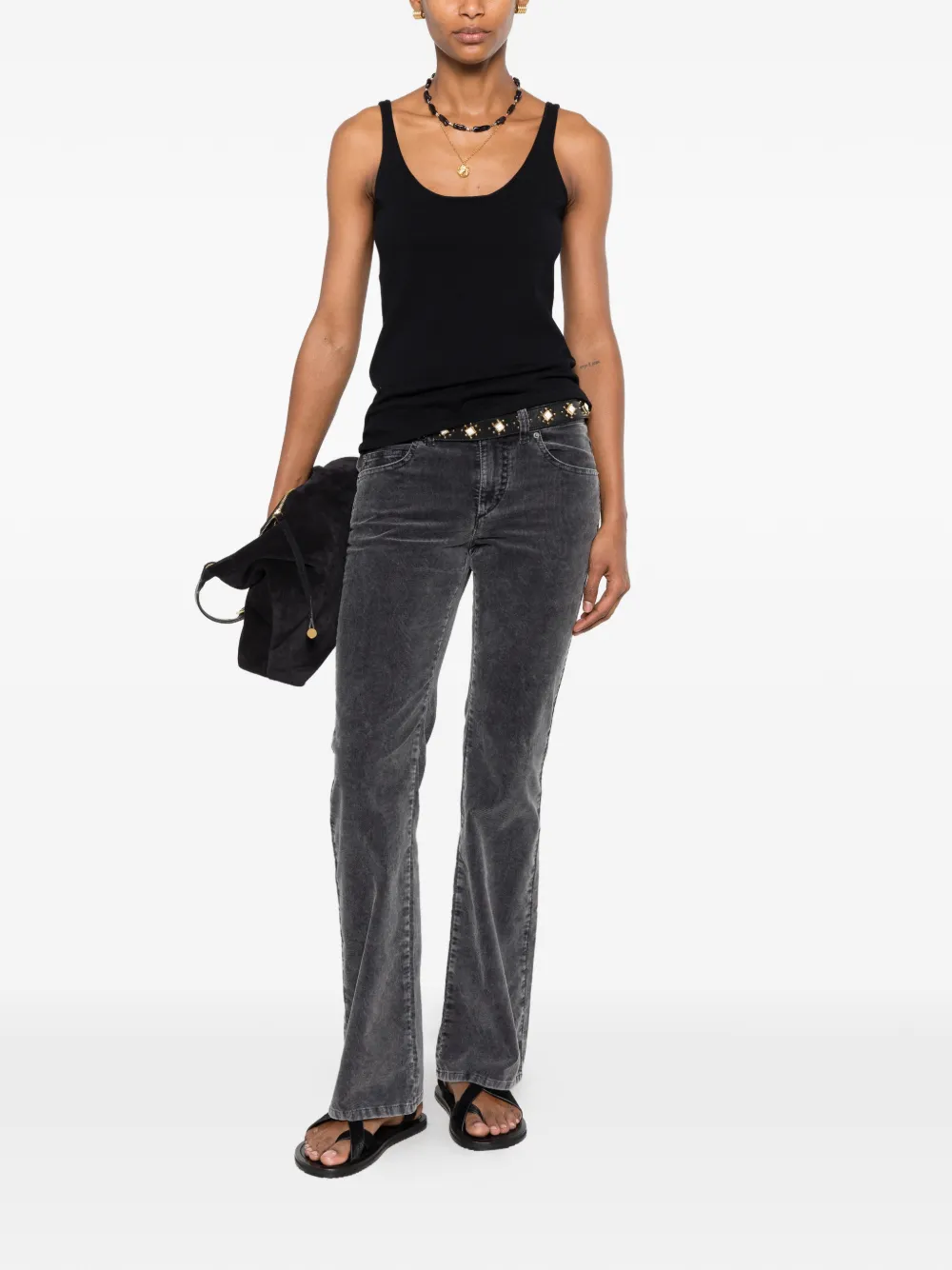 MARANT ÉTOILE Kelly Corduroy Flared Trousers in Black, view 2
