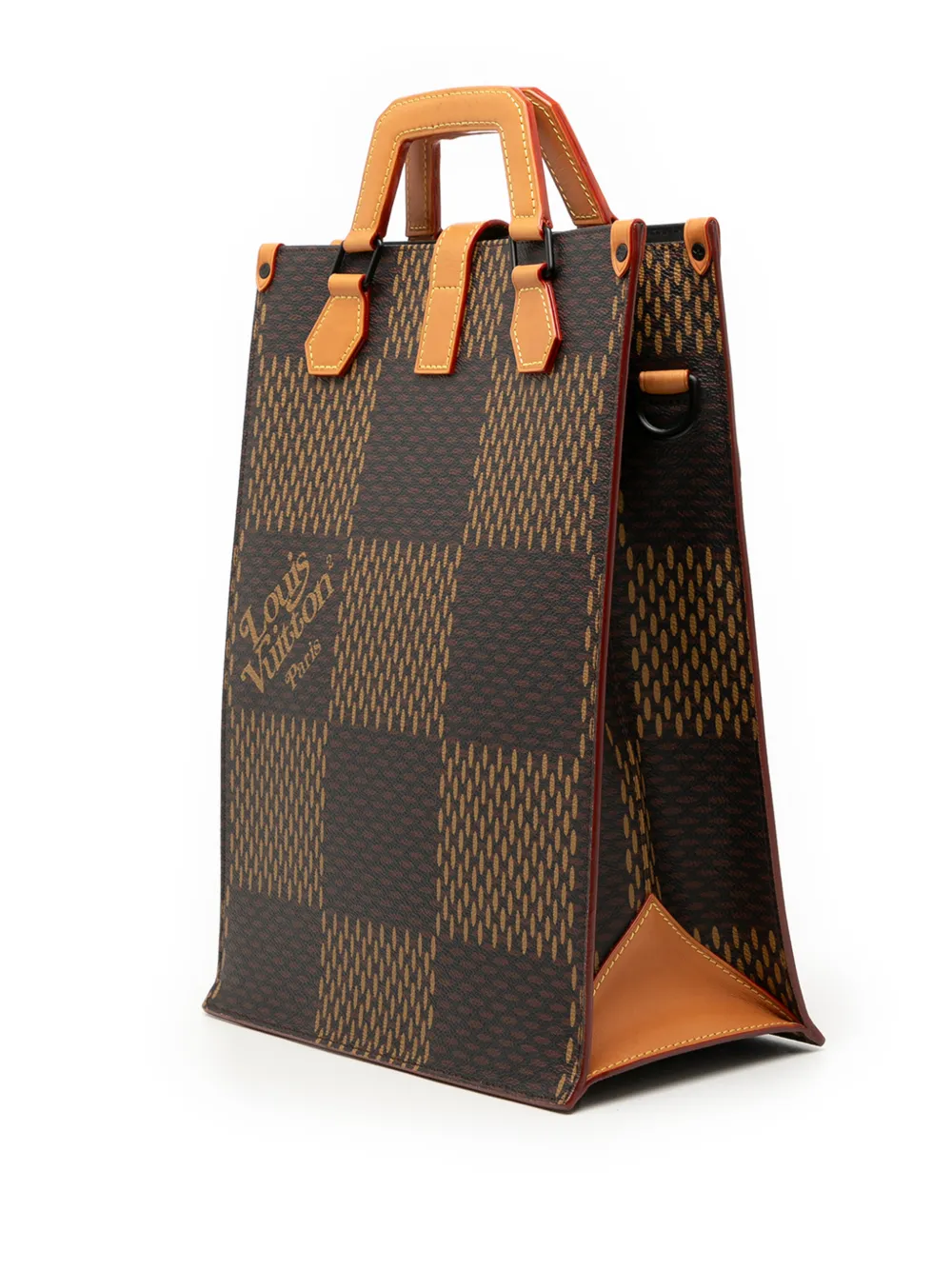 Louis Vuitton Pre-owned Mini Sac à Main X Nigo Monogrammé à Motif Giant Damier ébène (2020) - Marron 