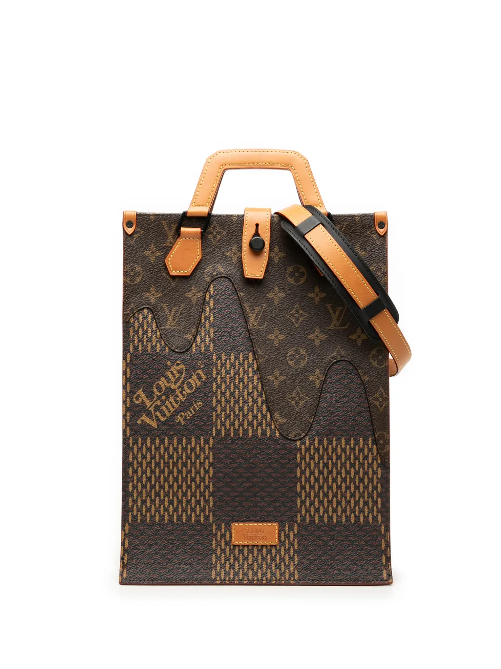 Louis Vuitton Pre-Owned 2020 Nigo Giant Damier Ebene Monogram Mini Tote satchel - Marrone