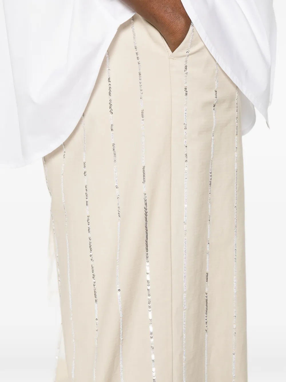 Isabelle Blanche Broek met krijtstreep en pailletten Beige