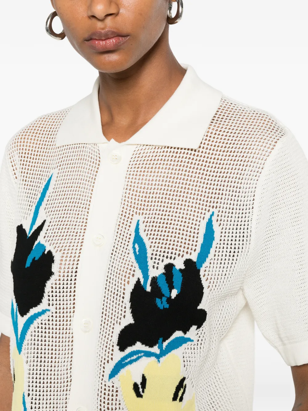 Marni Intarsia mesh vest Beige