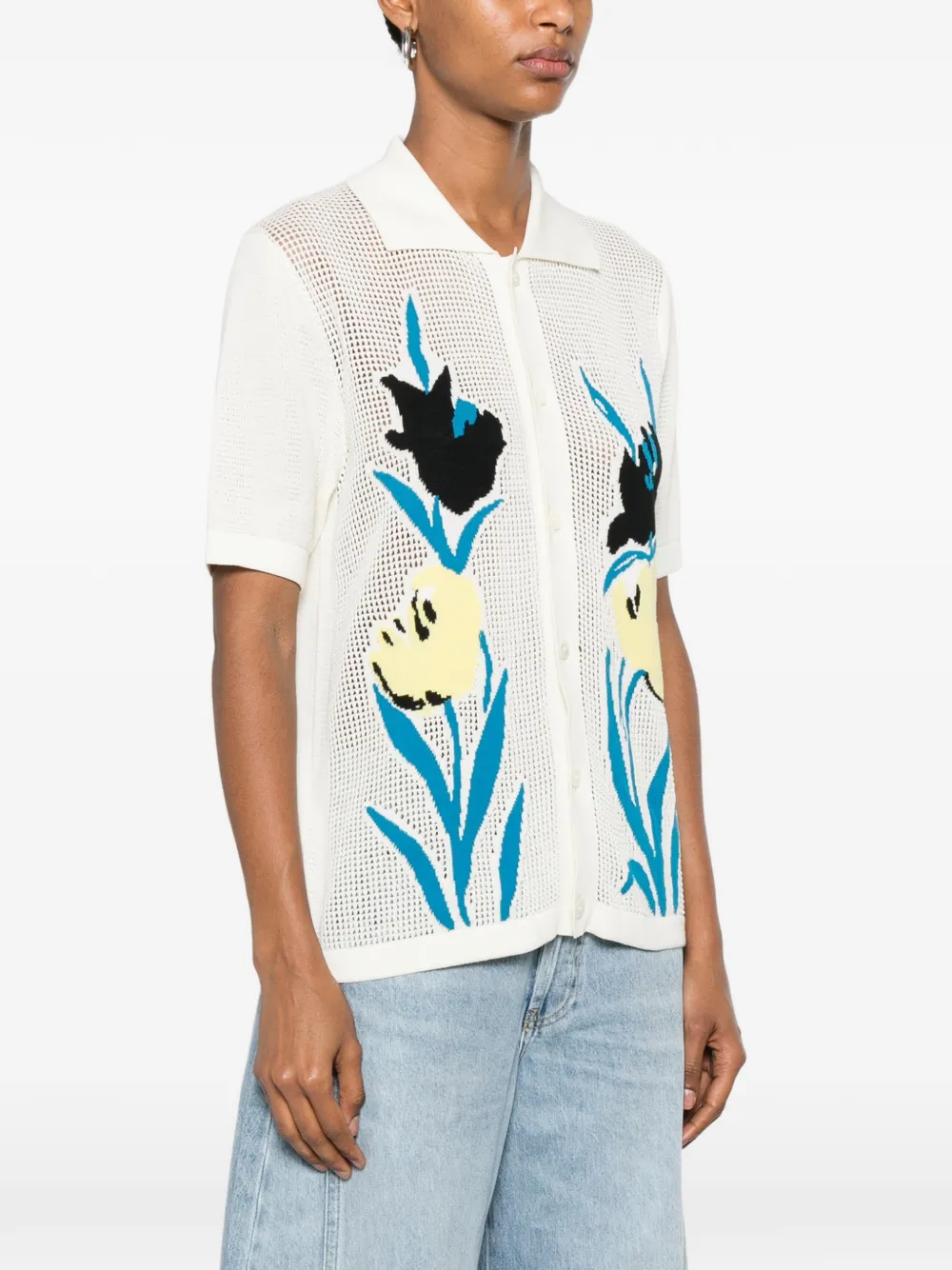 Marni Intarsia mesh vest Beige
