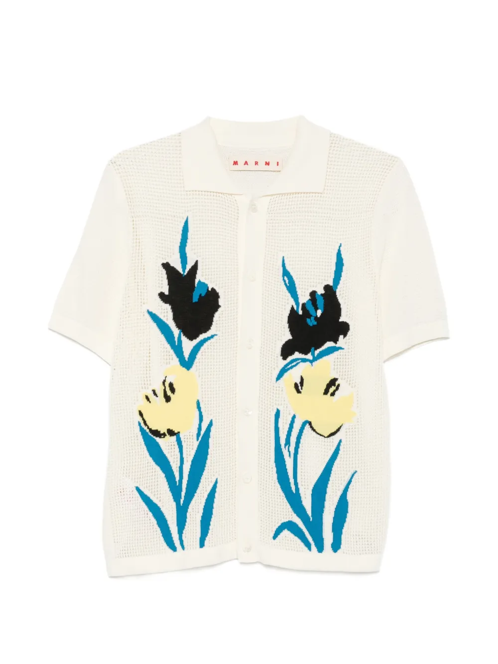 Marni floral-intarsia mesh cardigan - Toni neutri