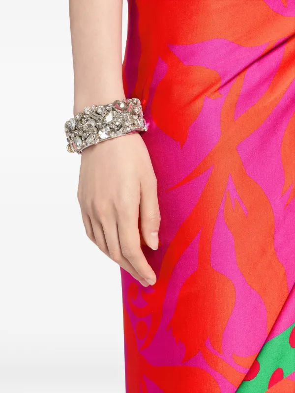 Dries Van Noten Crystal-embellished Cuff Bracelet in Silver