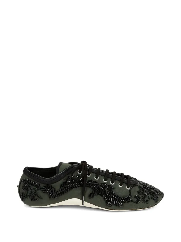 Dries Van Noten Embroidered Ballerina Sneakers in Green