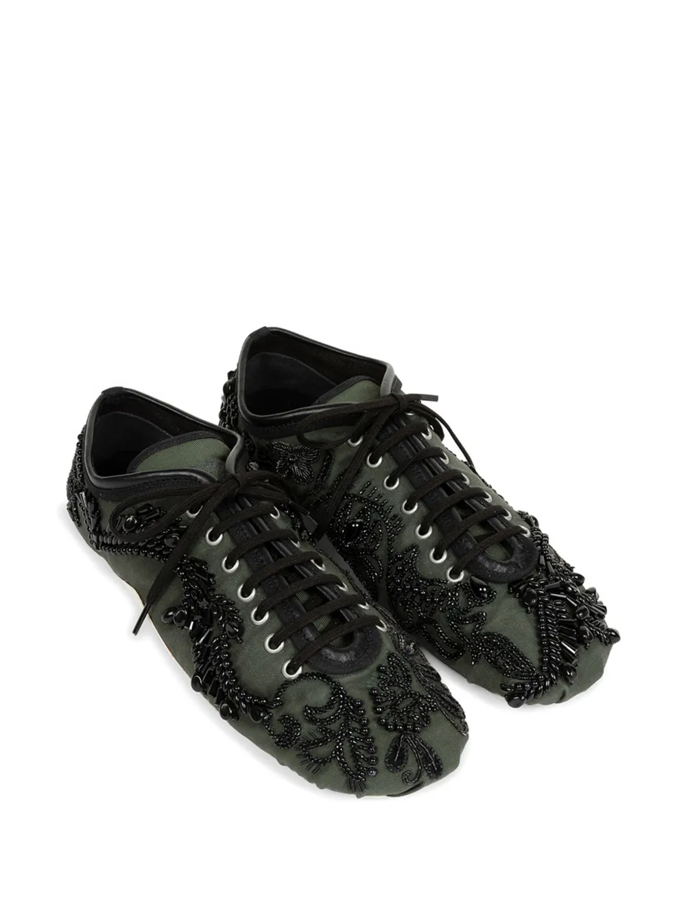 DRIES VAN NOTEN Ballerina's met borduurwerk Groen