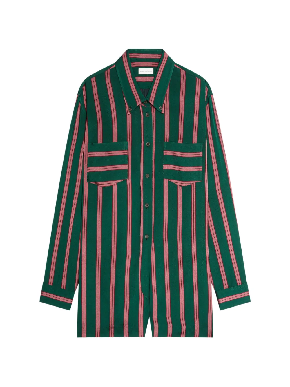 DRIES VAN NOTEN striped pocket playsuit - Verde