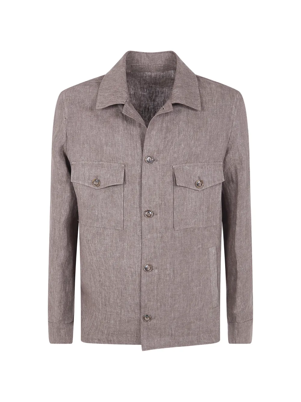 Barba linen button-up shirt jacket - Marrone