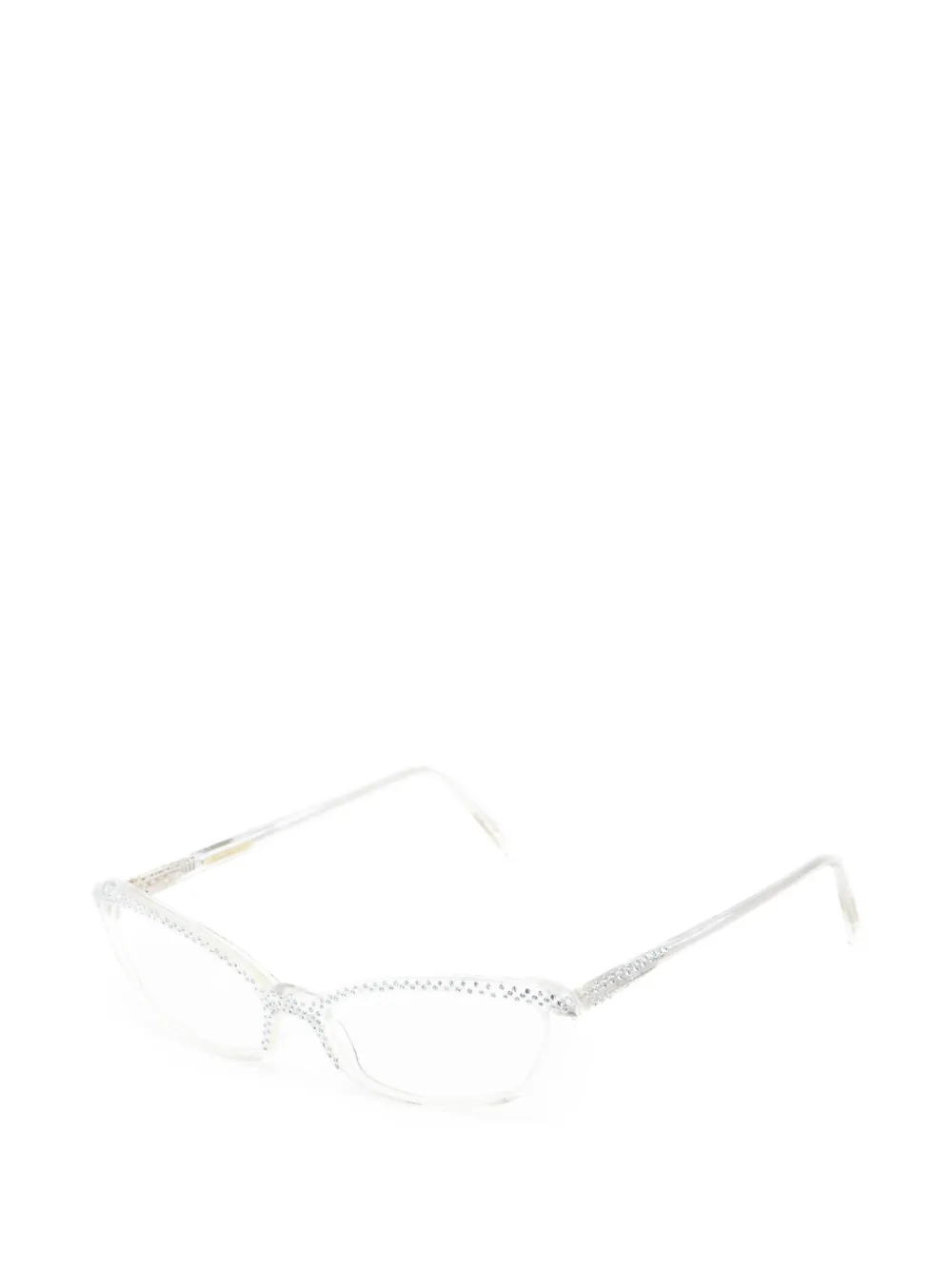 Ferragamo Pre-owned 2000s Crystal-embellished Cat-eye Glasses in White, view 2