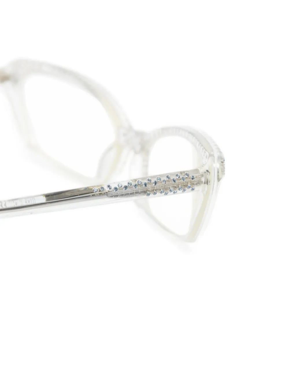 Ferragamo Pre-owned 2000s Crystal-embellished Cat-eye Glasses in White, view 3