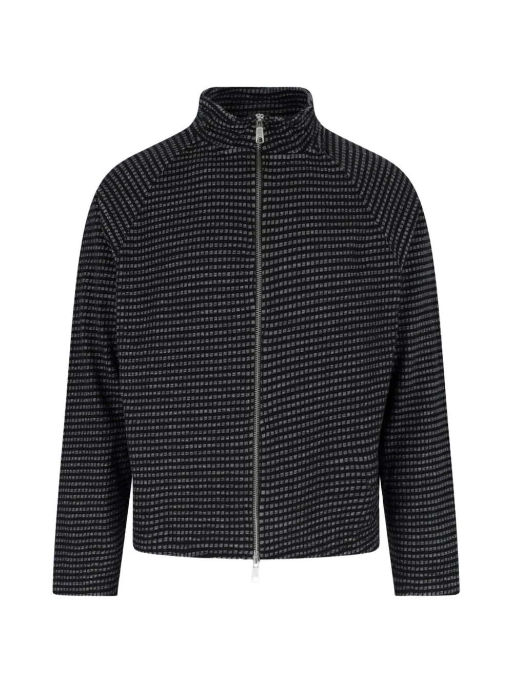 mfpen zip-up checked cardigan - Nero