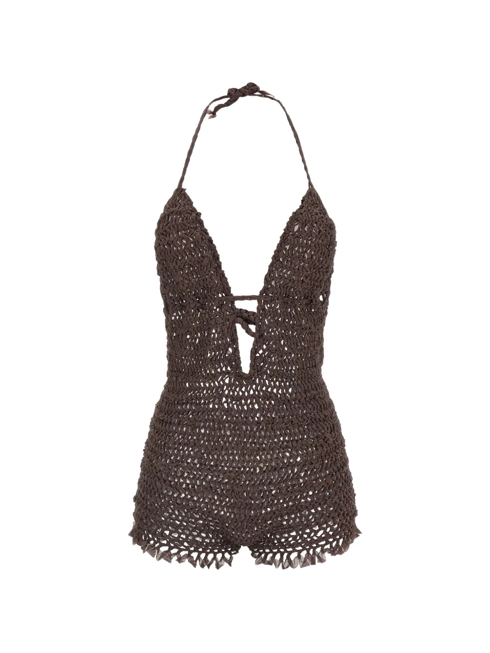 ALLIS BEACHWEAR V-neck bare back jumpsuit - Braun