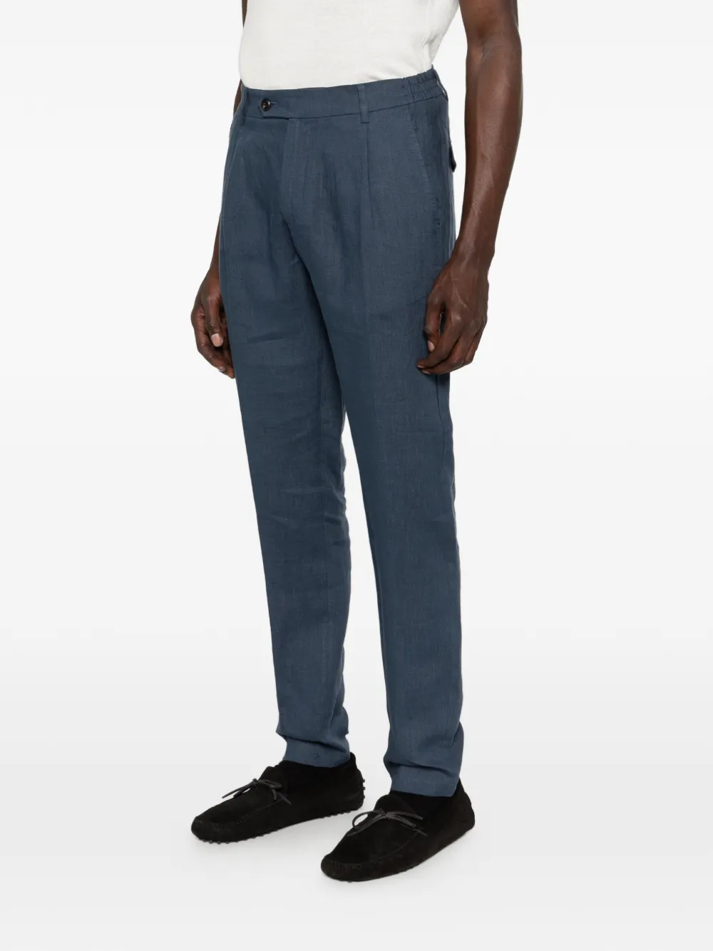 Eleventy Linnen plooibroek Blauw